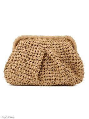 Straw Clutch Purses for Women Cloud Dumpling Pouch Straw Crossbody Shoulder